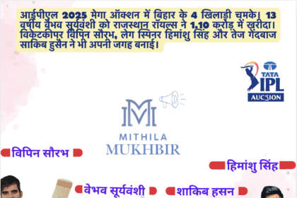 मिथिलांचल के लाल वैभव सूर्यवंशी बने आईपीएल ऑक्शन 2025 के सबसे युवा खिलाड़ी,रचा इतिहास