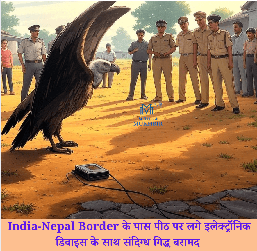 India-Nepal Border के पास  पीठ पर लगे इलेक्ट्रॉनिक डिवाइस के  साथ संदिग्ध गिद्ध बरामद  ,तहक़ीक़ात में  जुटी जांच एजेंसियां