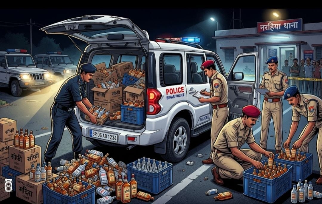 खुटौना में 960 बोतल नेपाली शराब के साथ चार चक्का वाहन जब्त, चालक फरार 11 खुटौना 960 बोतल नेपाली शराब बरामद मामला