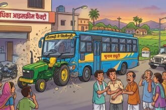 लौकहा बस हादसा ट्रैक्टर फैक्ट्री टक्कर