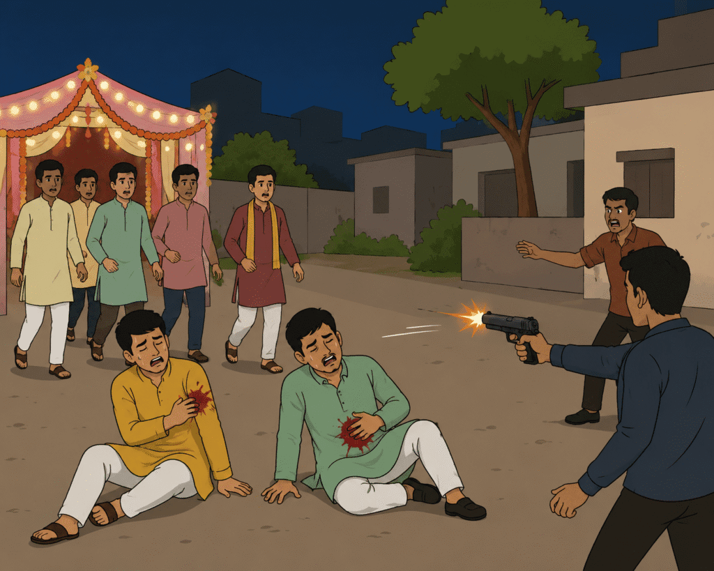 फुलपरास के कालापट्टी बरही गांव में बारात जा रहे दो युवकों को गोली लगी, गांव में अफरा - तफरी