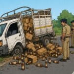 फुलपरास दुर्घटनाग्रस्त पिकअप वैन से नेपाली शराब बरामद