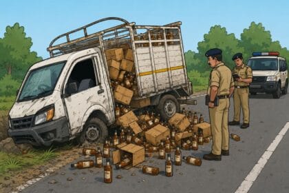 फुलपरास दुर्घटनाग्रस्त पिकअप वैन से नेपाली शराब बरामद